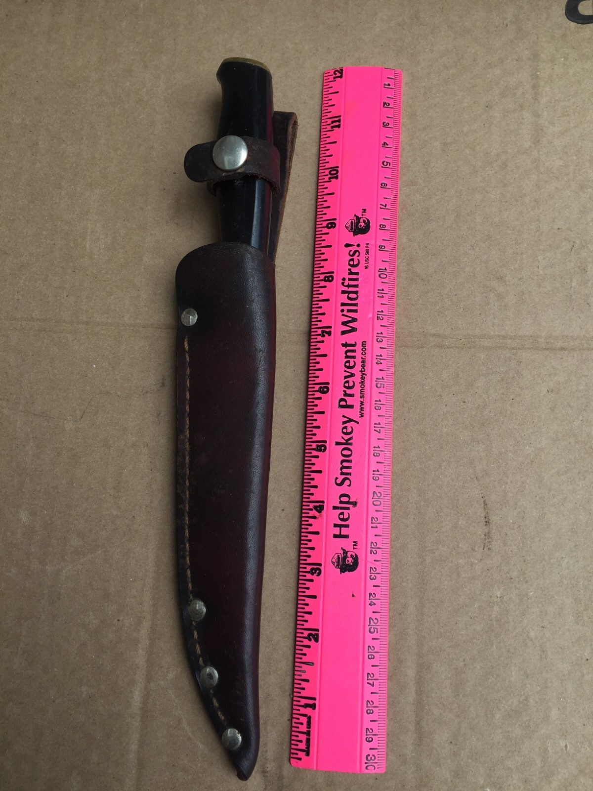 VINTAGE NORMARK FISKARS FINLAND STAINLESS FISH FILLET KNIFE, W/LEATHER