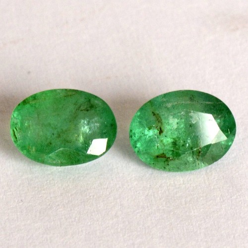 8x6 mm Certified Natural Emerald Oval Cut Pair 2.43 CTS Untreated Loose Gemstone - Picture 3 of 4
