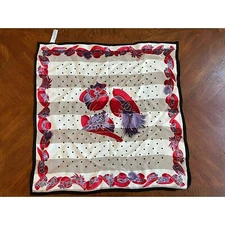 Red Hat Society Purple 100% Silk Scarf 21” Square White Polka Dots EUC