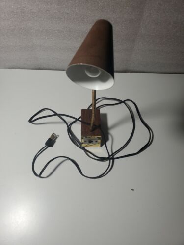 DESK LAMP 12 VOLT BULB BROWN METAL MID CENTURY INDUSTRIAL ~VINTAGE MINI. 12 INCH - Picture 3 of 12