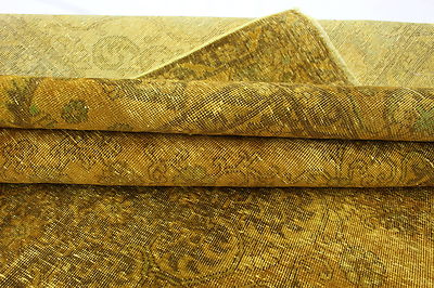 Tapis Oriental En Laine Vintage Usé Fait Main Traditionnel Or Rouge
