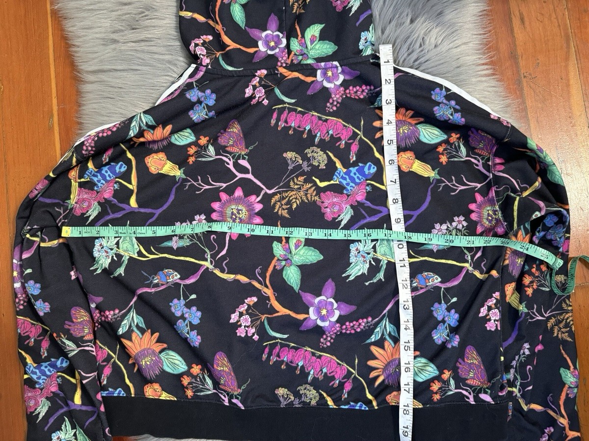 Adidas Poisonous Garden Floral Cropped Hoodie Sweatshirt Logo 3