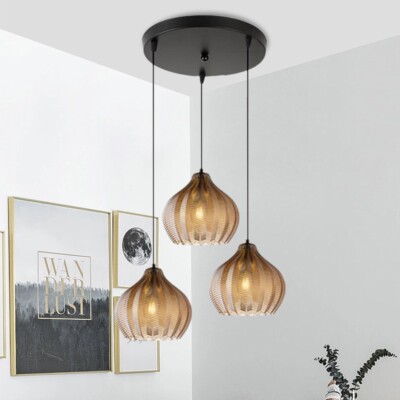 Amber three-head glass chandelier E26 * 3 (without light source)