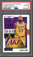 2018 Panini Contenders LeBron James Game Ticket Green #30 PSA 10 Gem Mint Lakers