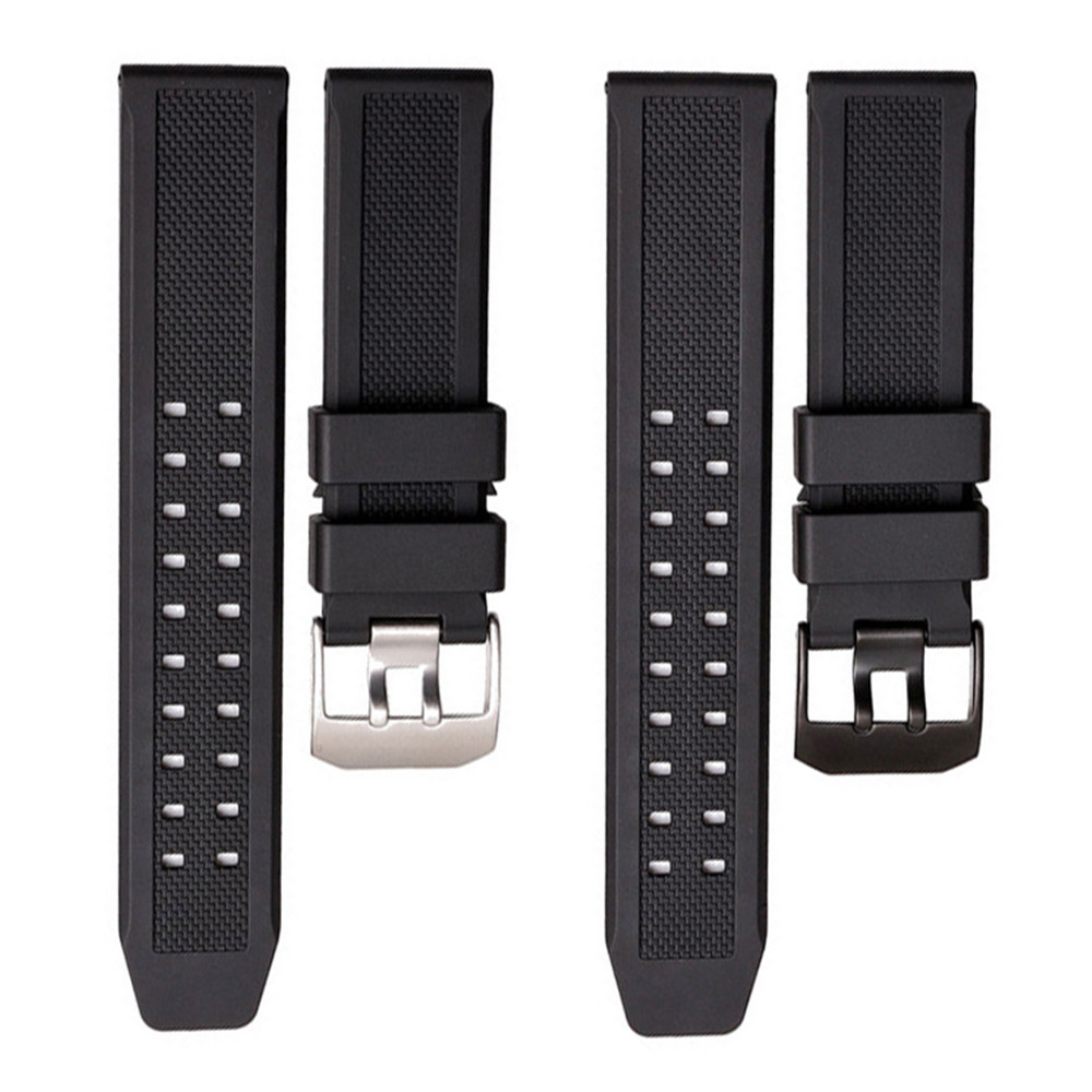 WAY DENG Men Soft Sports Watch Band Black Silicone Rubber Strap For