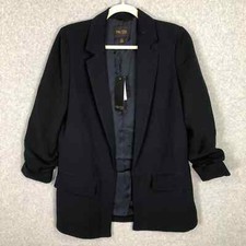 Truth By Republic Blazer Womens Small Navy Blue Open Oversized Corp Career Work