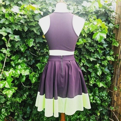 Lululemon Women's 4 Away Dress Black Cherry Neon Green Open Back Tennis Sporty - Picture 2 of 7