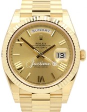 Rolex Day-Date 40 Champagne Roman Yellow Gold Fluted Bezel 228238 President NEW