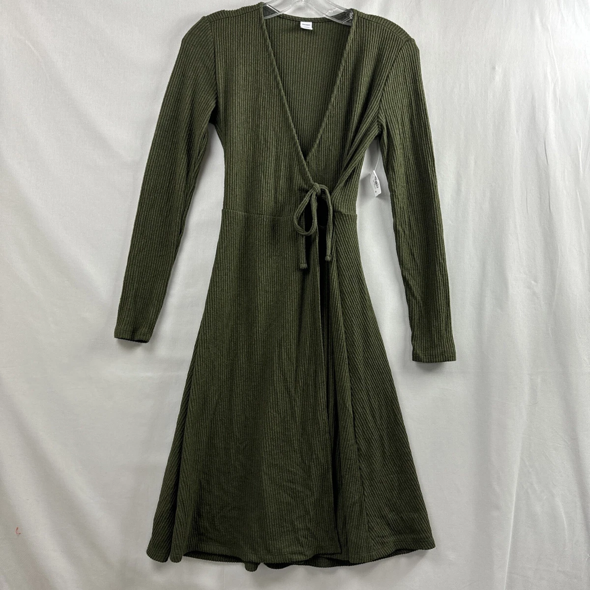 white christmas dresses Zapaka Women Dark Green A-Line Cocktail Dress with Short Sleeves V-Neck Tea-Length Party Dress with Belt, Dark Green / S main image 1
