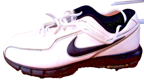 Shoe NIKE 424901-101 Men's White Black Silver Golf Cleats Sneakers US 9.5W 2010 - Picture 16 of 19
