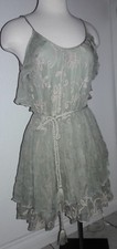 Stevie May  sheer grayish green   Embellished embroidered Dress Sz Small sample