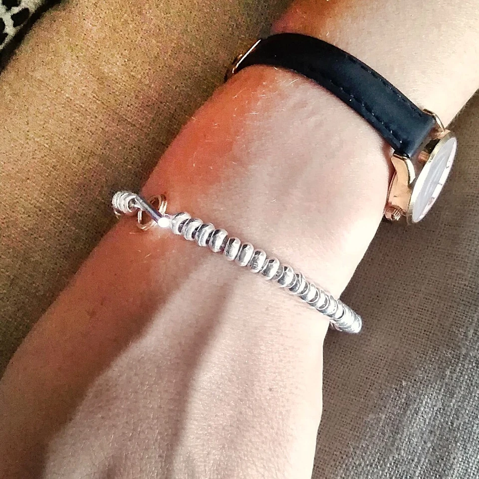 Bracciale argento 925 Rondelle stile Dodo rodiato anallergico regalo donna uomo - Immagine 3 di 3