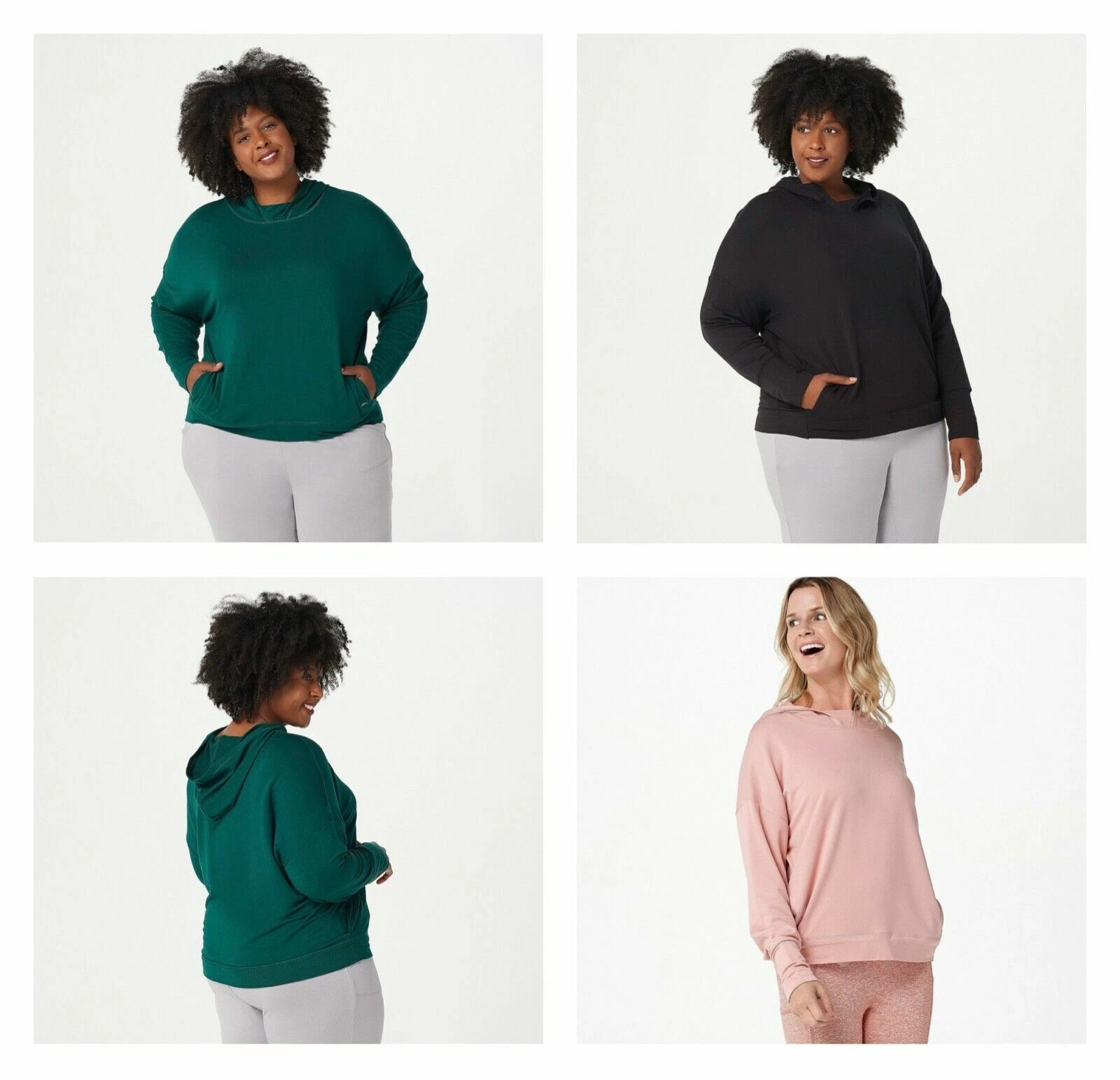 zuda Z-Knit Hoodie w/ Seaming Detail, Color Evergreen, Large A389242