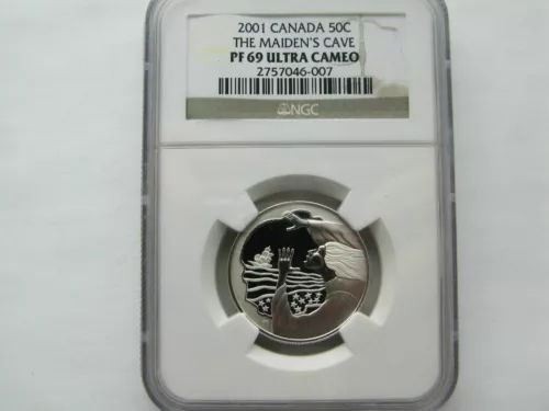 2001 CANADA SILVER 50 CENT MAIDEN'S CAVE NGC PF-69 UC