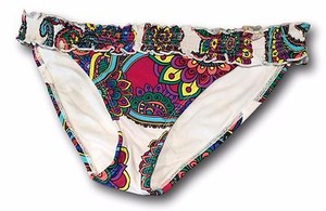 Candie-039-s-Size-XS-S-M-L-XL-Bright-Color-Paisley-Ruffle-Waist-Bottom-Bikini-Swim