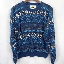 Vintage Le Tigre Sweater Mens Large Grunge Cosby Retro Blue Preppy Core 90s y2k