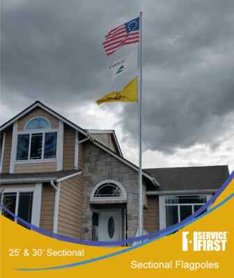 #ad 25#x27; amp; 30#x27; DELTA SECTIONAL FLAG POLE SILVER $253.97