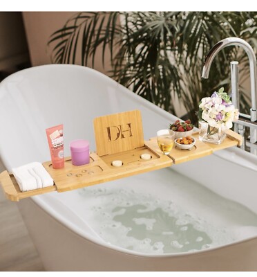 damina home bamboo bathtub caddy tray
