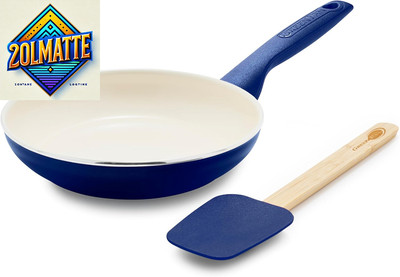 Rio Healthy Ceramic Nonstick 8'' Frying Pan Skillet and Silicone Spatula Set, Sof
