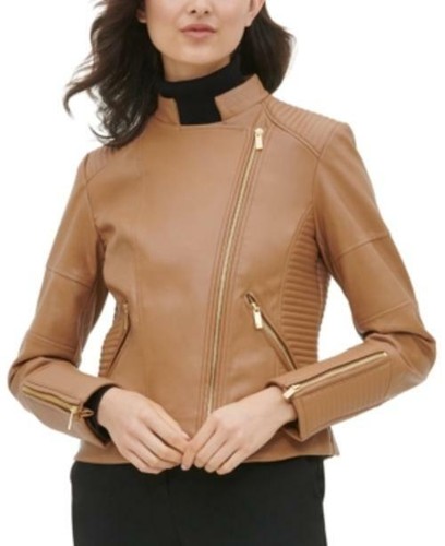 Calvin Klein Women's Faux Leather Jacket - Brown - Xs