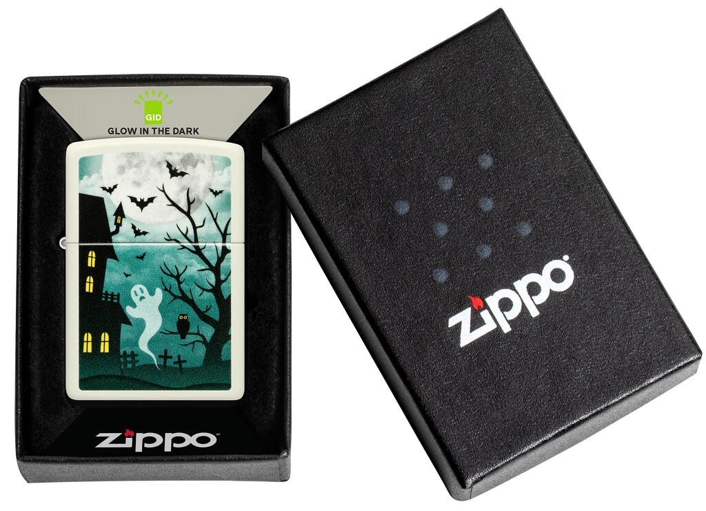 Zippo 48727 Windproof Haunted House Ghost Lighter, Glows in the