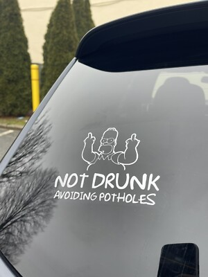 #ad #ad Homer Simpson avoiding pothole funny Decal in various colors bumpersticker $3.50