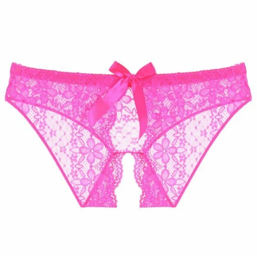 Sexy Damen-Dessous Spitze durchsichtig Unterwäsche Schleife Slip freche Schritt Höschen - Bild 12 von 28