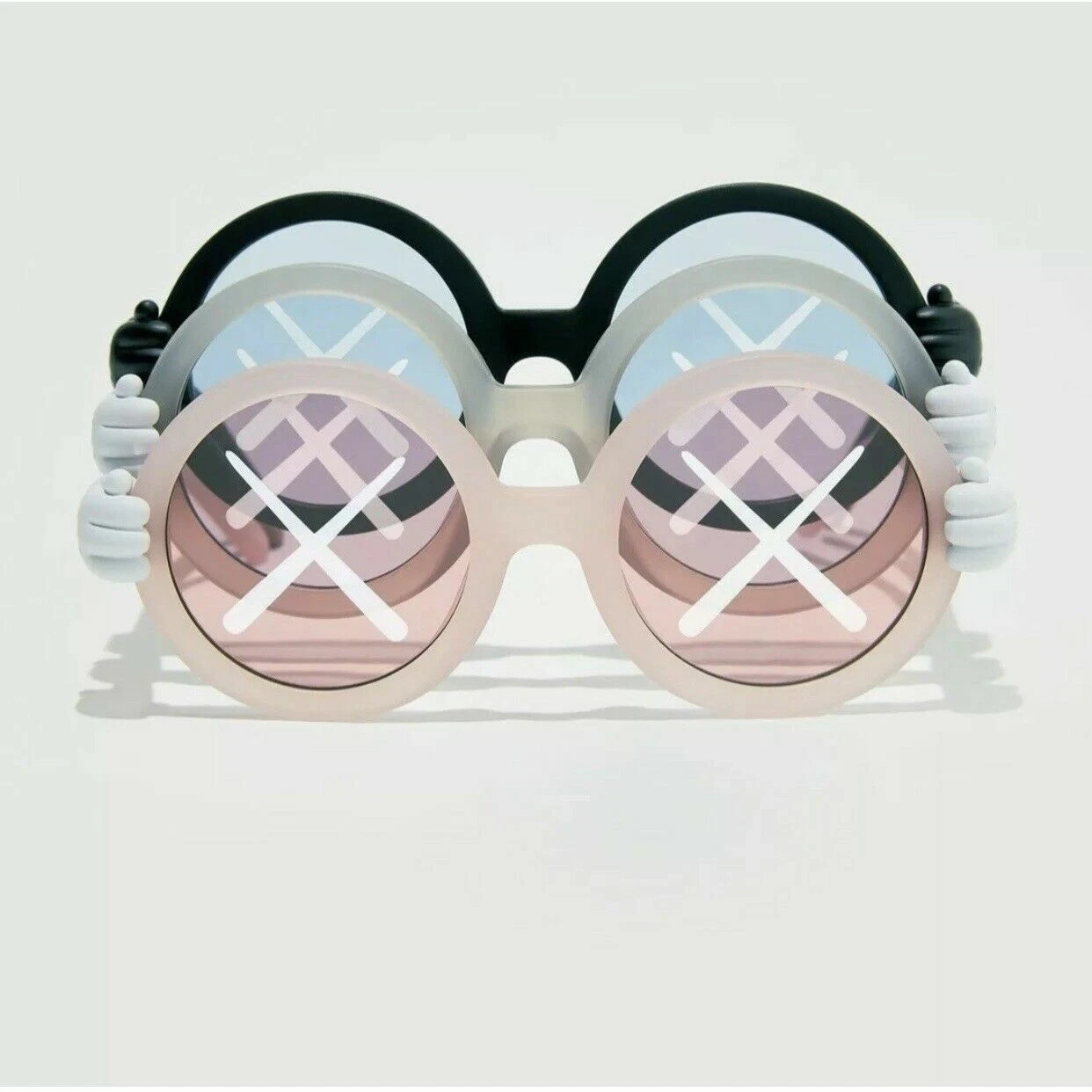 DS LOT DE 3 lunettes de soleil neuves Kaws Sons & Daughters noir/gris/rose 100 % AUTHENTIQUES