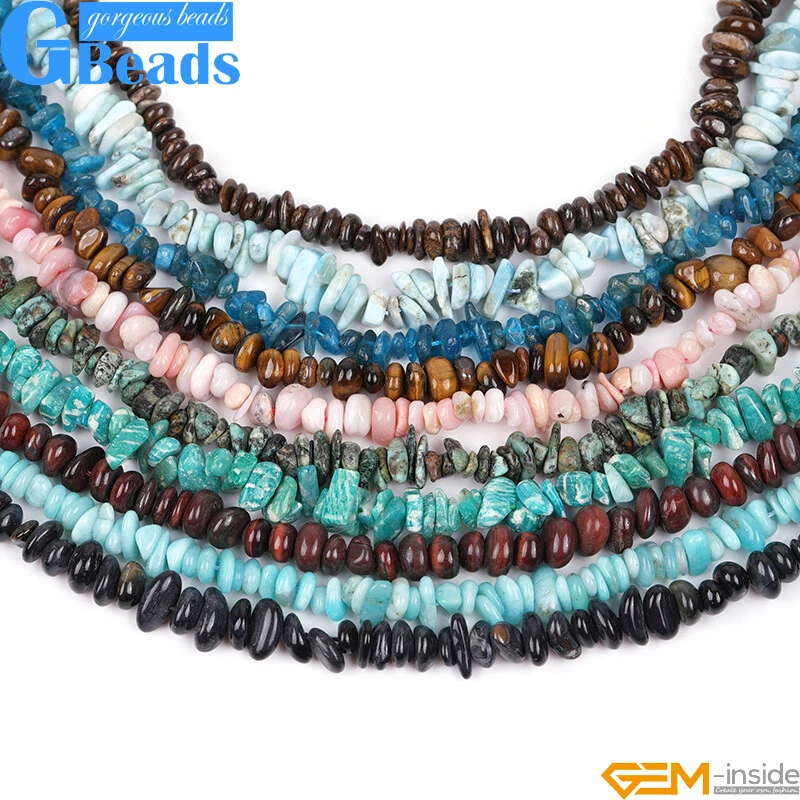 4-6x7-10mm Assorted Stones Freeform Chips Loose Beads For Jewellery Making 15" - Image 2 of 4