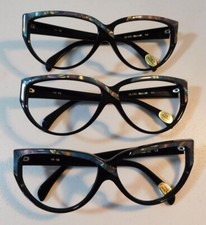 Vintage 3 Pc. Lot ELITE OPTICAL Maxine 63 Multi Blk 58/16 Eyeglass Frame NOS F2