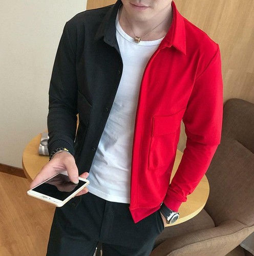 Black Lapel Collar Jacket Slim Fit Tops 