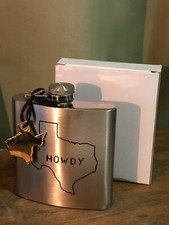 6oz Texas HOWDY Stainless Steel Flask   NEW with box
