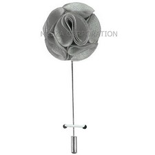 New in box formal Men's Suit chest brooch Silver gray flower lapel pin wedding