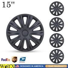 15 Matte Black 4 Wheel Covers Rim Hub Caps Fit R15 Tire Steel Wheels