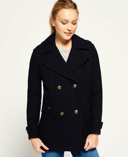 Superdry Classic Pea Coat XS Navy | eBay