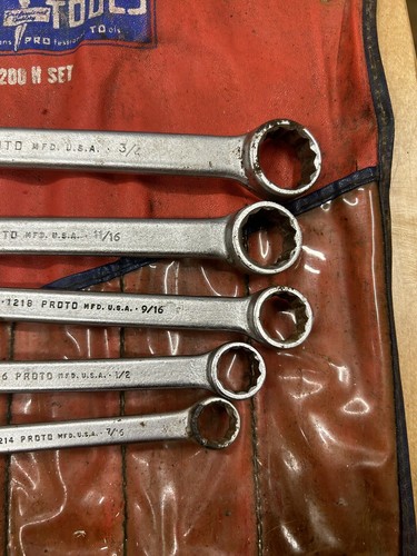 Vtg Proto Tools 1200 Wrench Set in Pouch Flying Lady 1214,1216,1218,1222,1224 - Picture 6 of 8