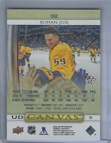 2019-20 Upper Deck Canvas #C62 Roman Josi - Bild 2 von 2