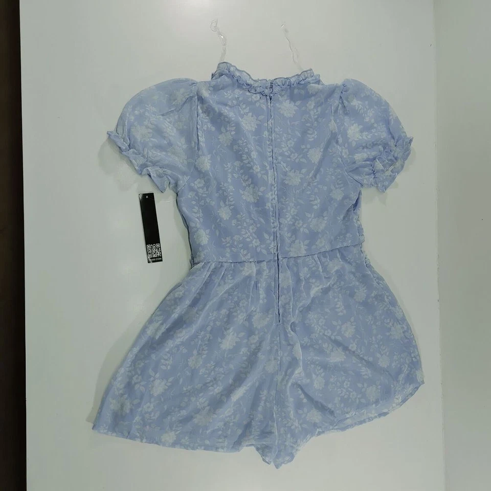 Mameluco Trixxi Azul Claro Floral Volantes con Mangas Abullonadas Talla L Foto 2 de 4