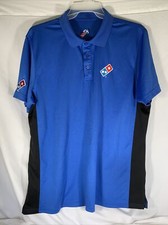 Dominos Men's Casual Employee Blue Short Sleeve Pizza Delivery Polo Shirt XL