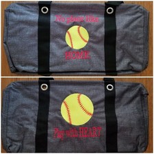 NEW Thirty One MEDIUM Utility Tote Softball Play w Heart  No Place Like Home 31