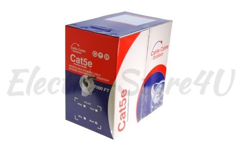 CAT5e CAT5 Outdoor Ethernet Bulk Cable 500ft 1000ft UTP FTP Direct Burial Solid - Afbeelding 3 van 9