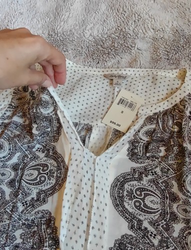 NWT $99 Tag Lucky Brand Paisley Long Sleeve Blouse Small - Picture 11 of 14