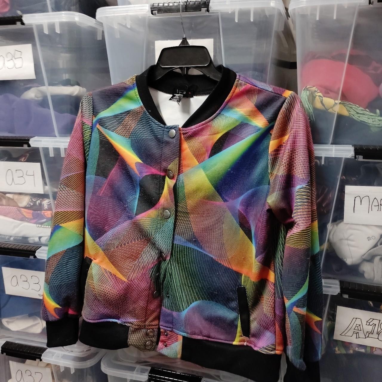 Love Multi Colored Button Up Bomber Jacket Love R… - image 2