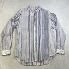 The Territory Ahead striped long sleeve 100% linen Woven button down shirt Large