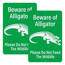 2 PCS 12x18 Inch Beware Of Alligator Signs Reflective Aluminum Metal Safety