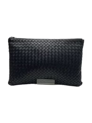 Bottega Veneta second Bag Leather Pouch Black W 11.4 × H 7.5 × D