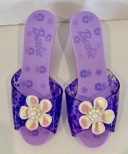 Barbie Disney Princess Sz 1 Dress Up Plastic Slip On Shoes Purple & Cream Sz 1 - Picture 2 of 4