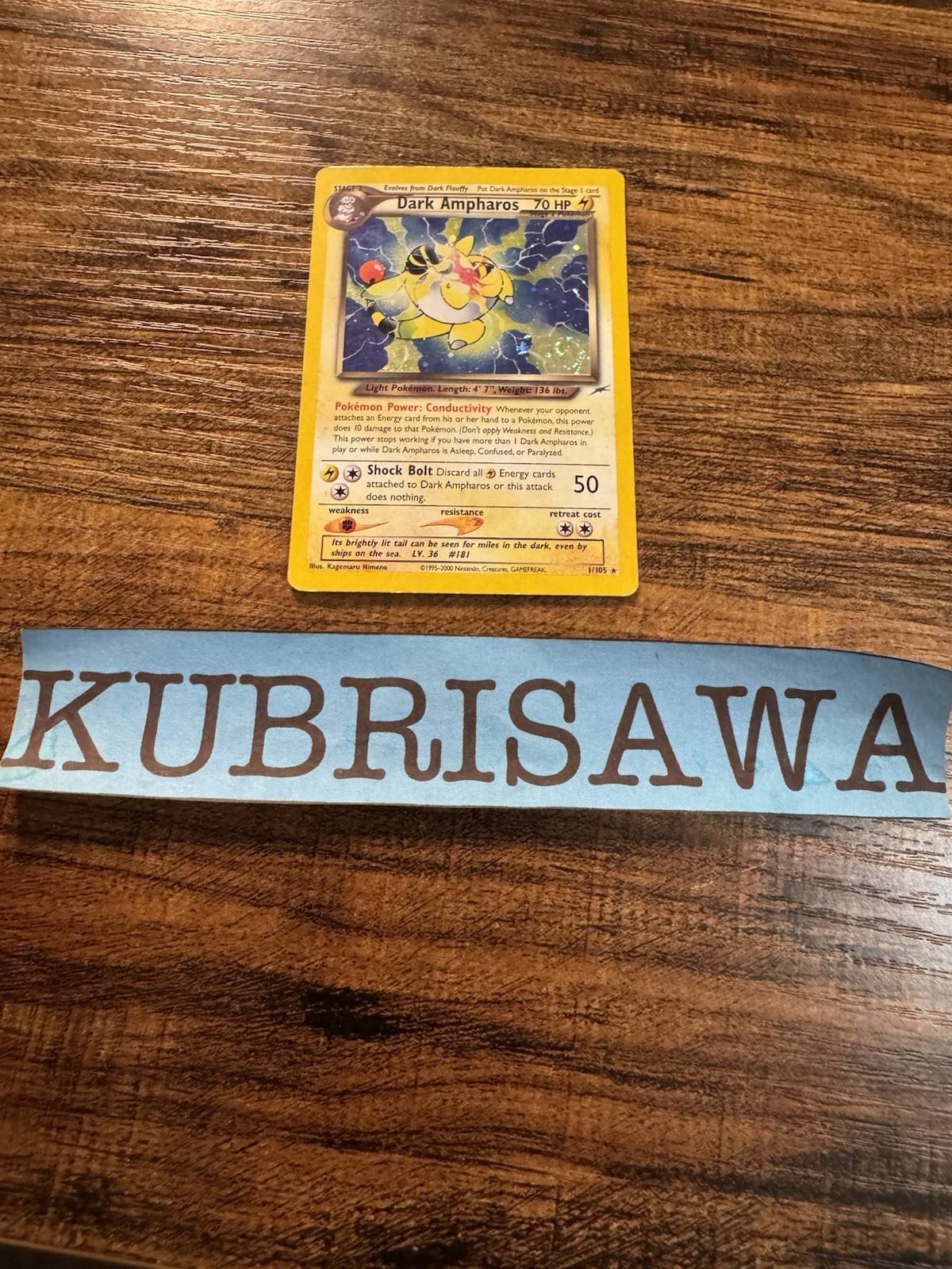 Pokemon TCG Dark Ampharos Neo Destiny Unlimited Holo Foil Swirl Card 1/105 MP