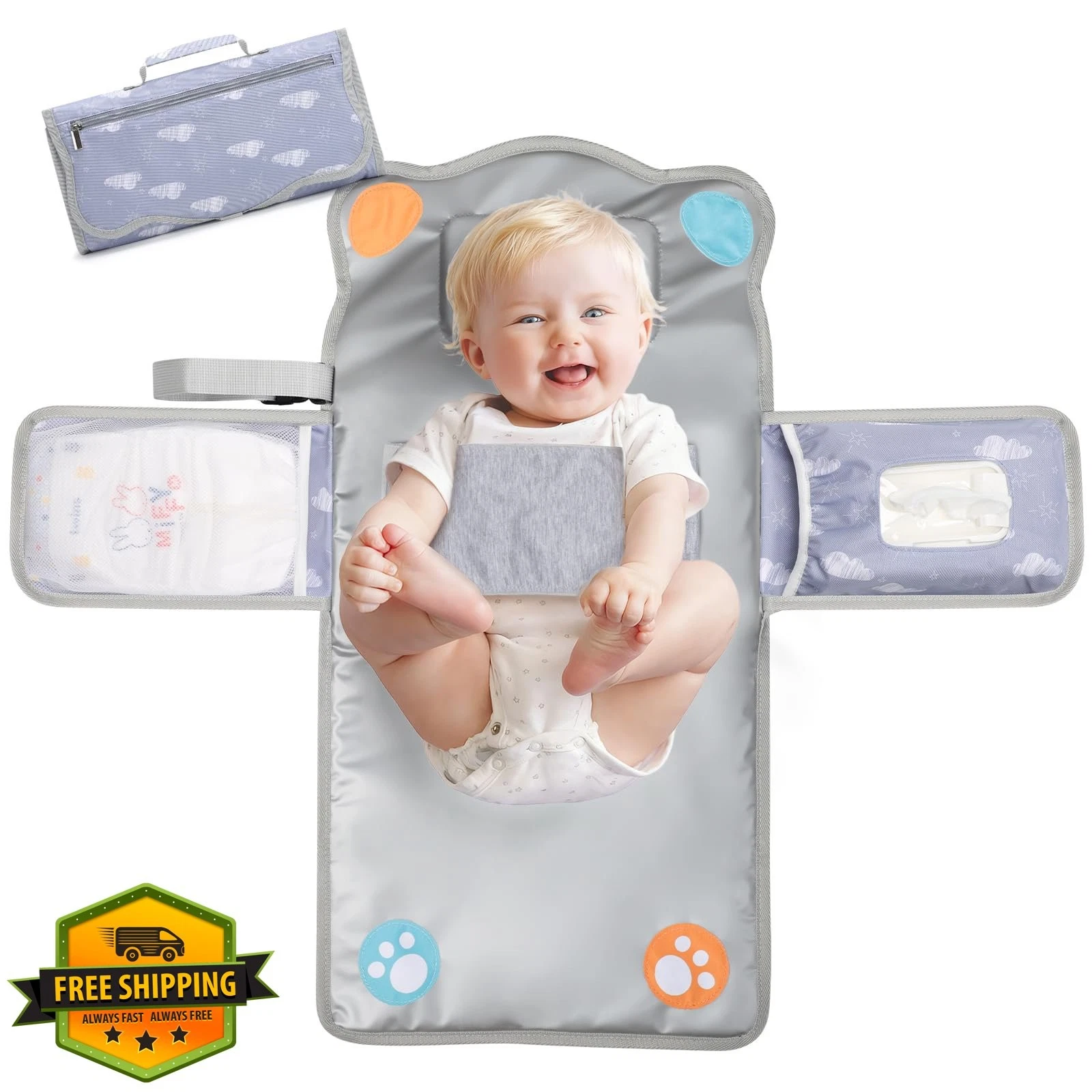 Anti Roll Diaper Changing Pad Mat Waterproof Portable Travel Wipes Holder
Opens in a new window or t