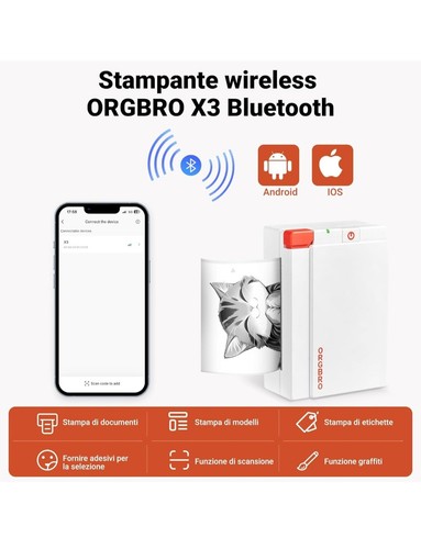 Stampante Termica Bluetooth, Mini Stampante Portatile Senza Fili Casa Ufficio - Foto 2 di 8